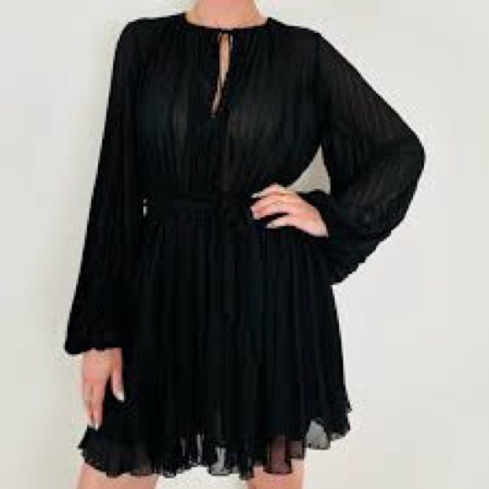 Zara black pleated stud detail mini dress.